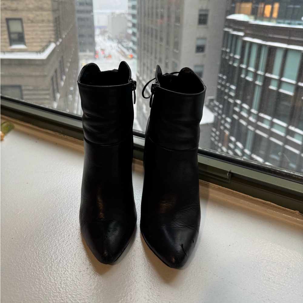 French Connection Black Leather Ankle Booties – Size 7 - Picture 2 of 9